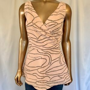 CAbi Sleeveless Blouse with Cross Front - Pink and Gray